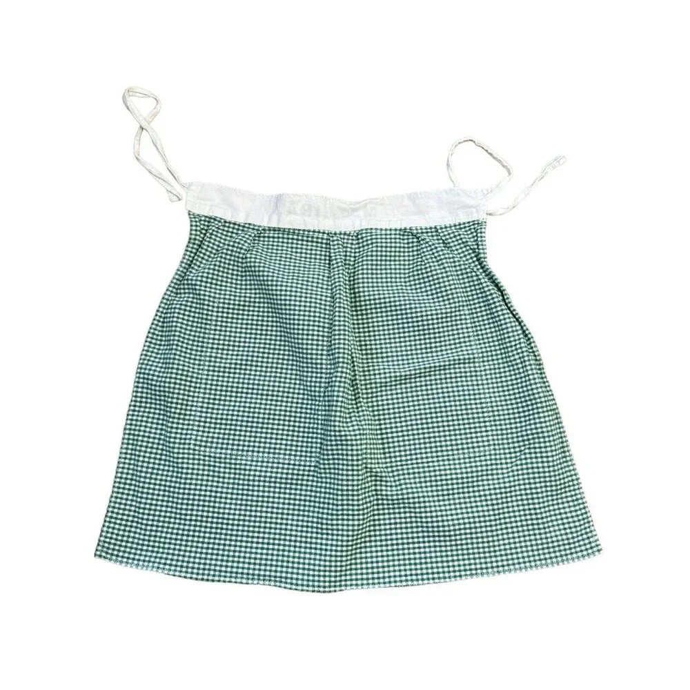 MADEIRA Apron Green Gingham Two Pockets Rick Rack 100% Cotton‎ Portugal